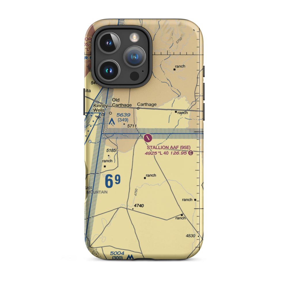 Stallion Army Air Field (95E) VFR Sectional  Tough iPhone Case iPhone 16 Pro Max model shown