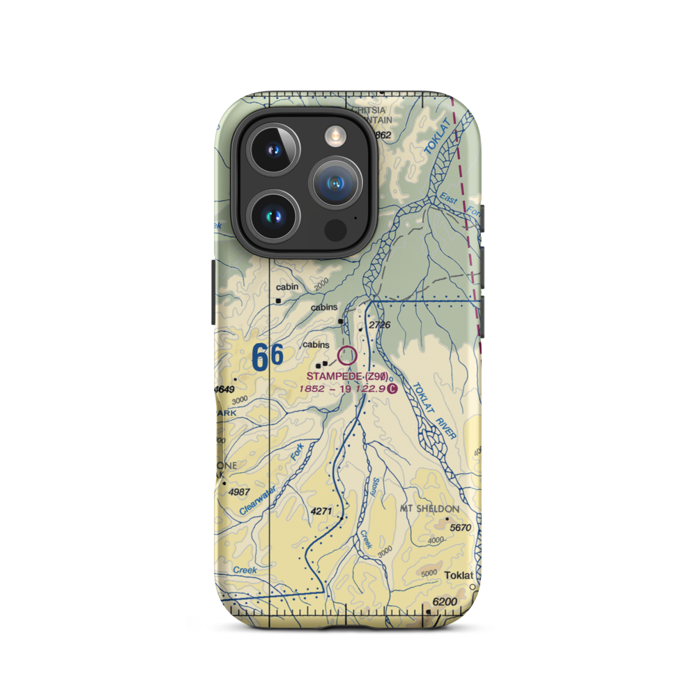 Stampede Airport (Z90) VFR Sectional  Tough iPhone Case iPhone 16 Pro model shown