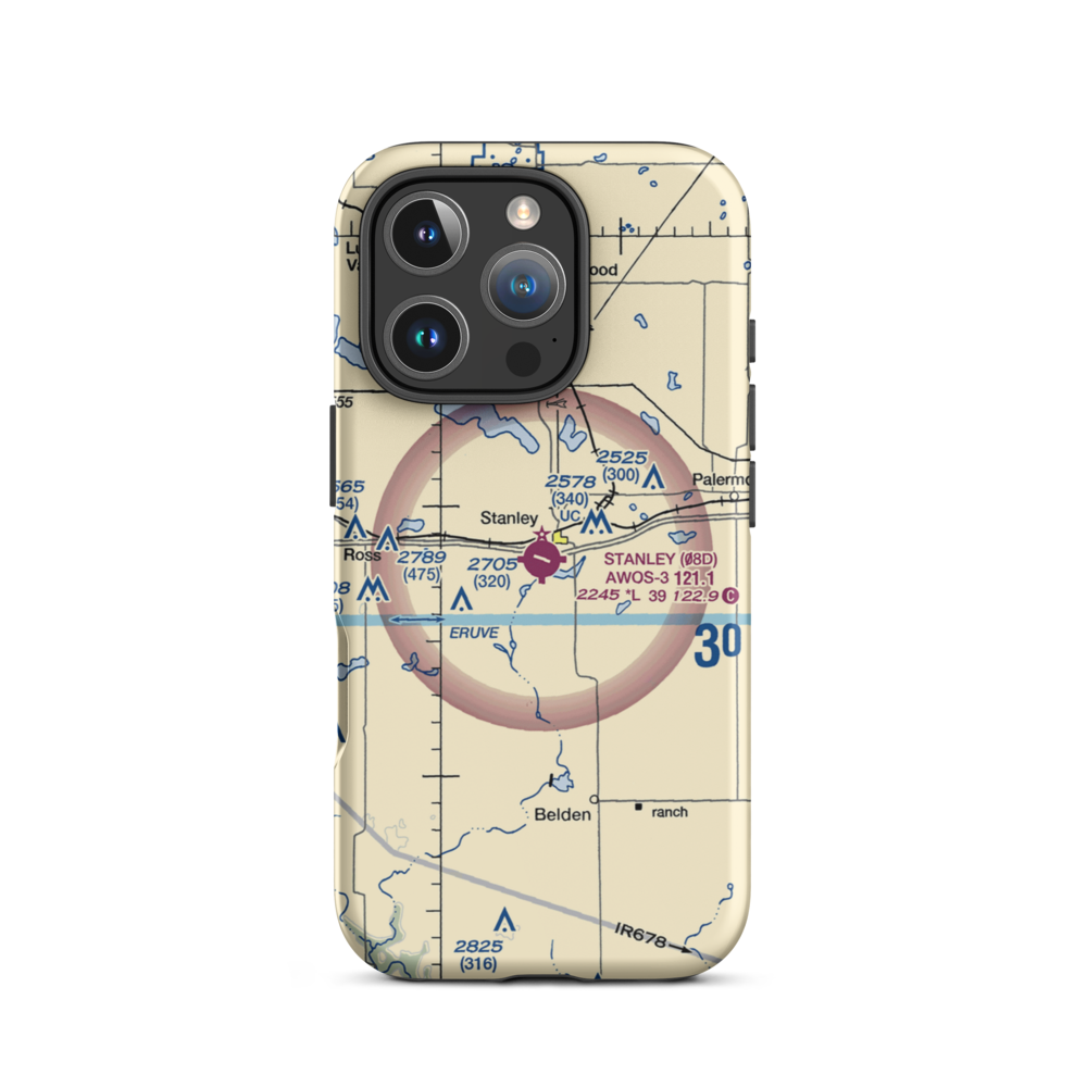 Stanley Municipal Airport (08D) VFR Sectional  Tough iPhone Case iPhone 16 Pro model shown