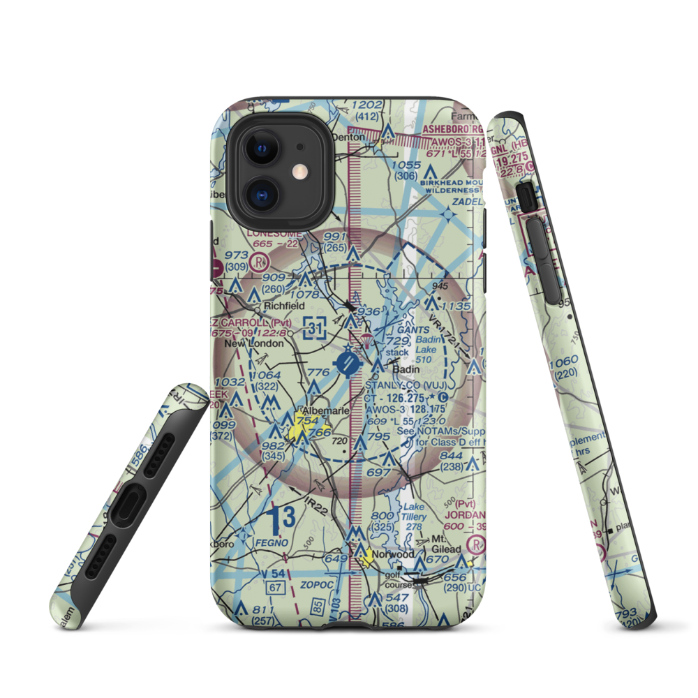 Stanly County Airport (VUJ) VFR Sectional  Tough iPhone Case iPhone 11 model shown