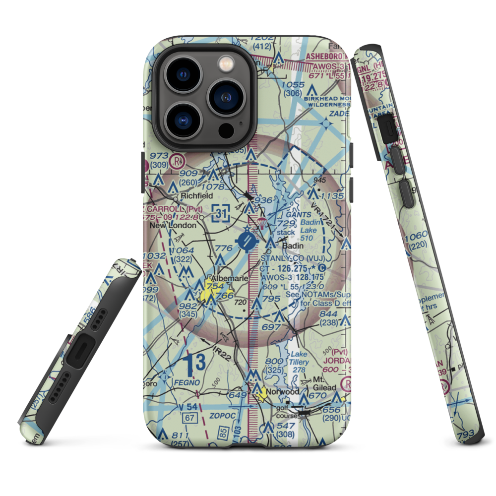 Stanly County Airport (VUJ) VFR Sectional  Tough iPhone Case iPhone 13 Pro Max model shown