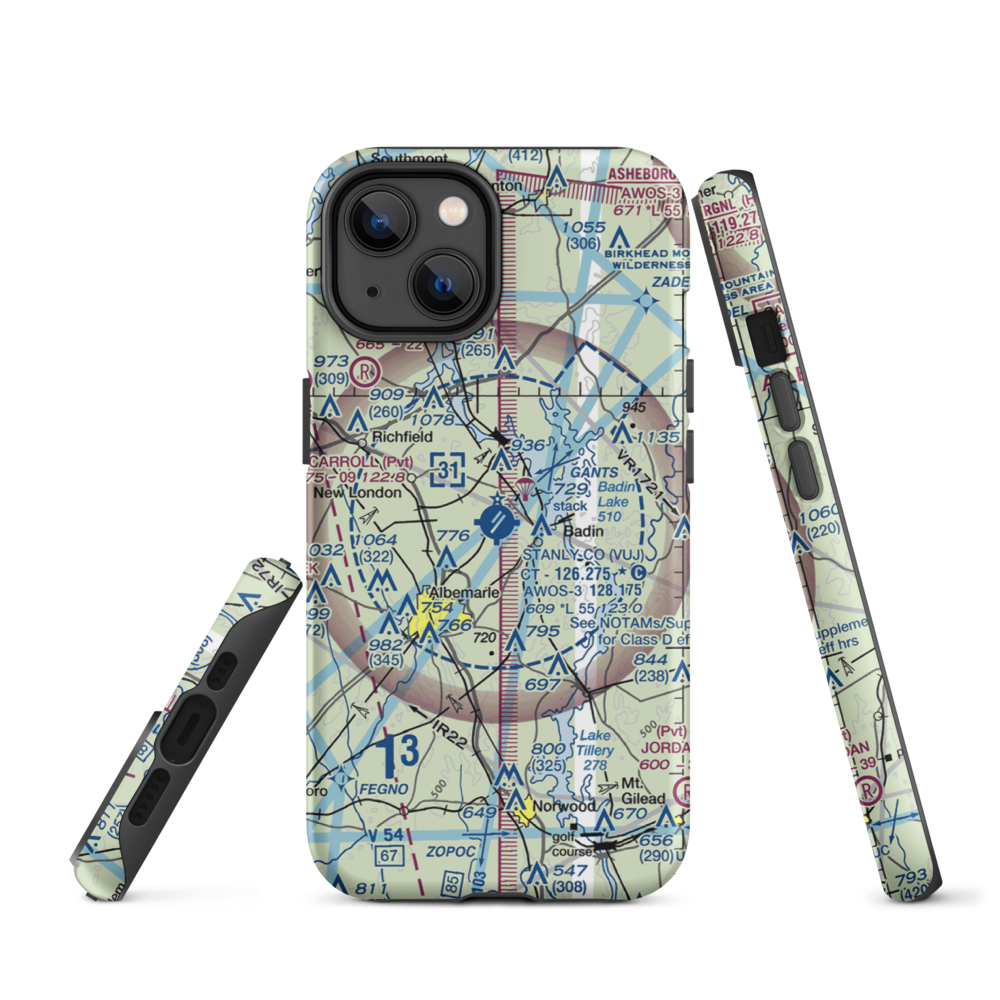 Stanly County Airport (VUJ) VFR Sectional  Tough iPhone Case iPhone 14 model shown
