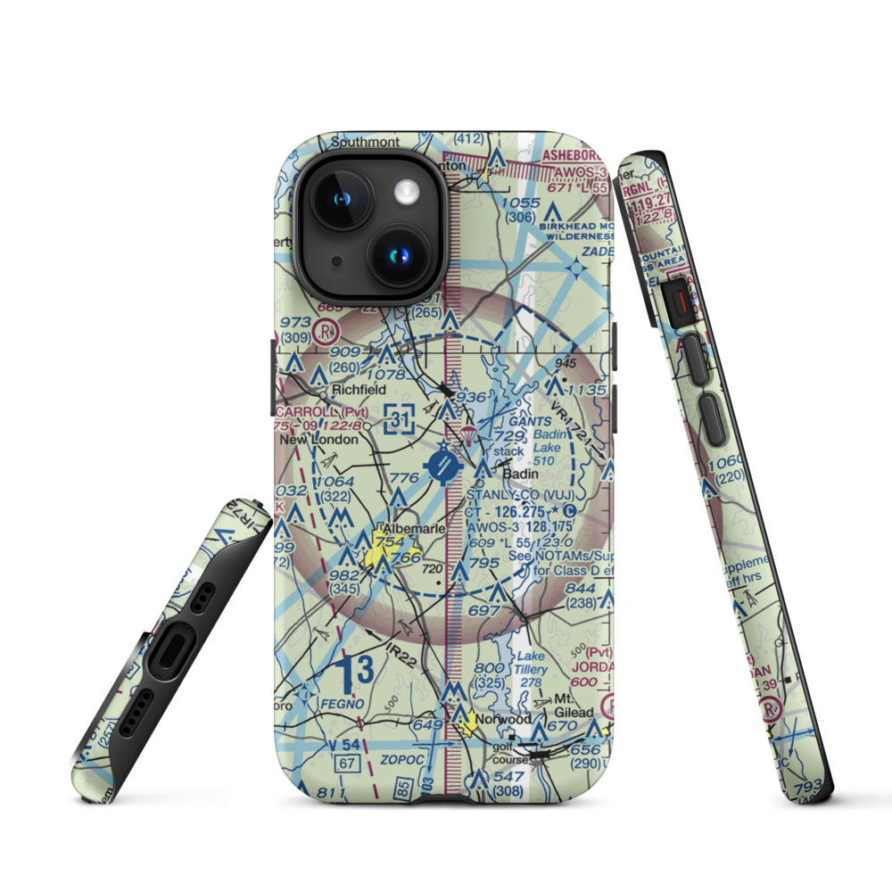 Stanly County Airport (VUJ) VFR Sectional  Tough iPhone Case iPhone 15 model shown