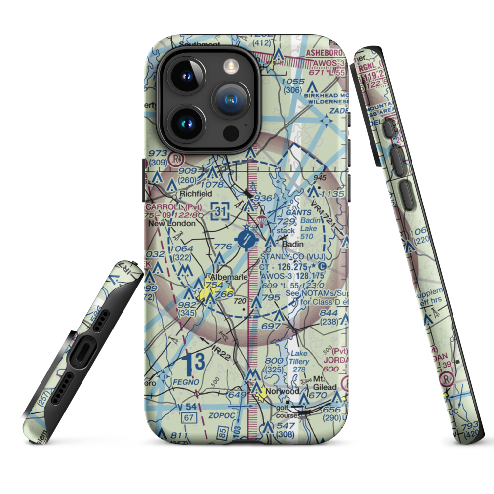 Stanly County Airport (VUJ) VFR Sectional  Tough iPhone Case iPhone 15 Pro Max model shown