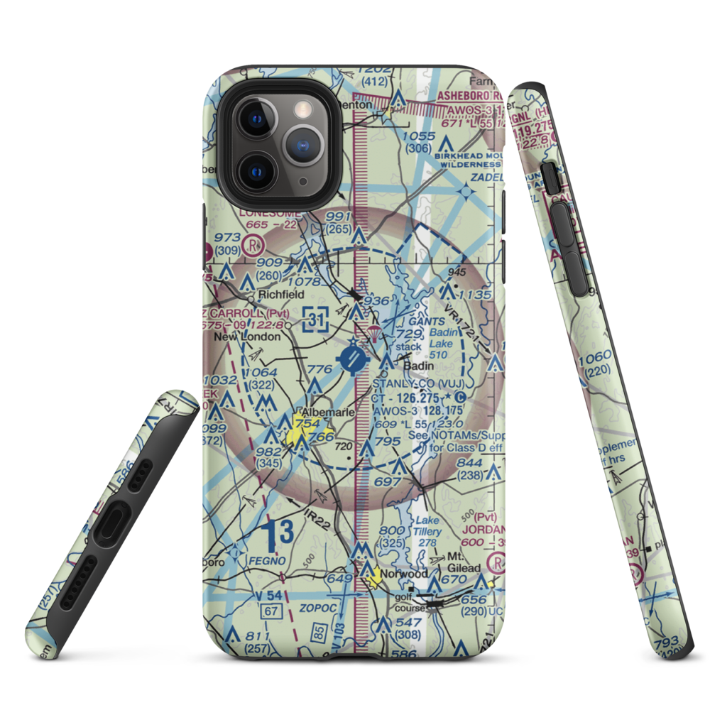 Stanly County Airport (VUJ) VFR Sectional  Tough iPhone Case iPhone 11 Pro Max model shown