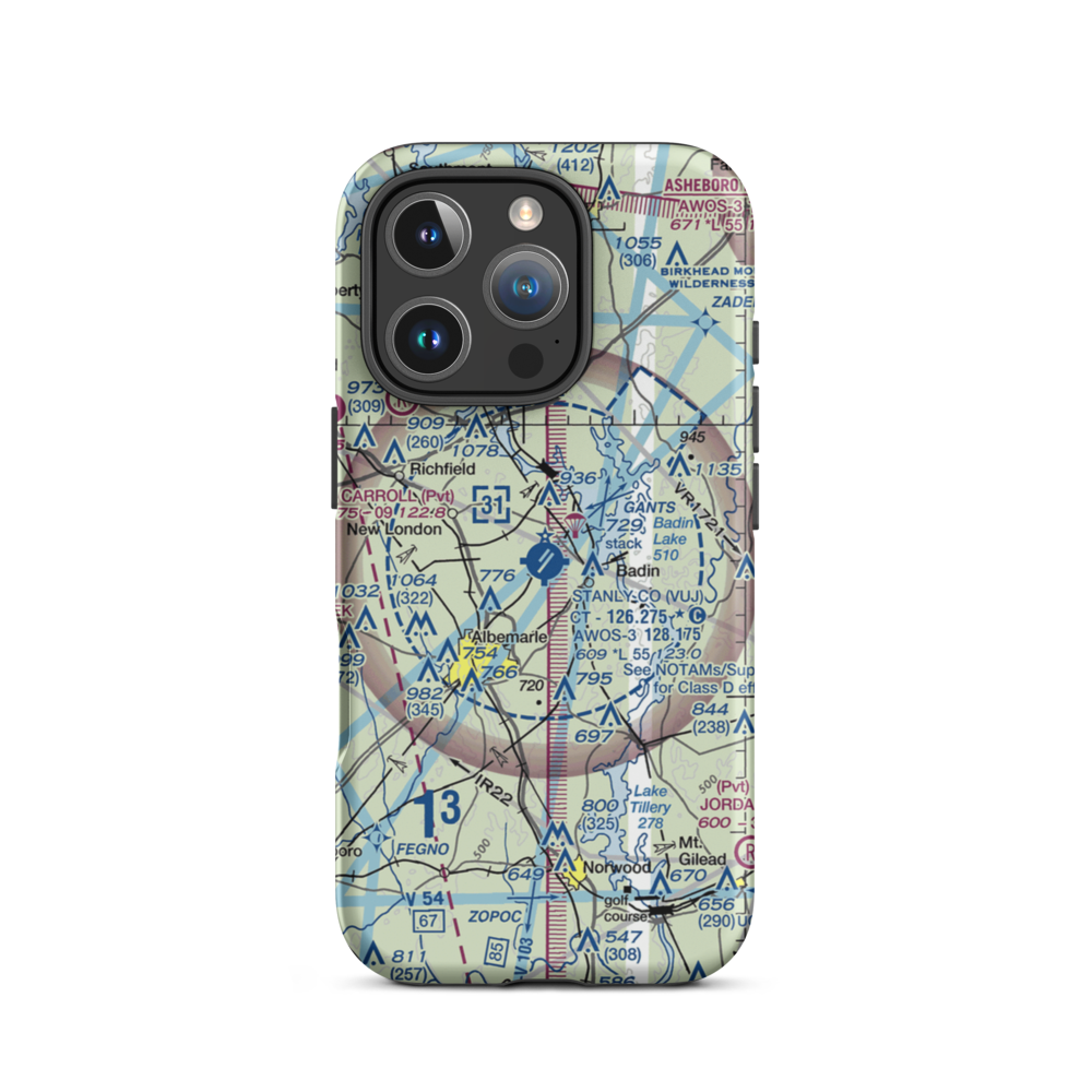 Stanly County Airport (VUJ) VFR Sectional  Tough iPhone Case iPhone 16 Pro model shown