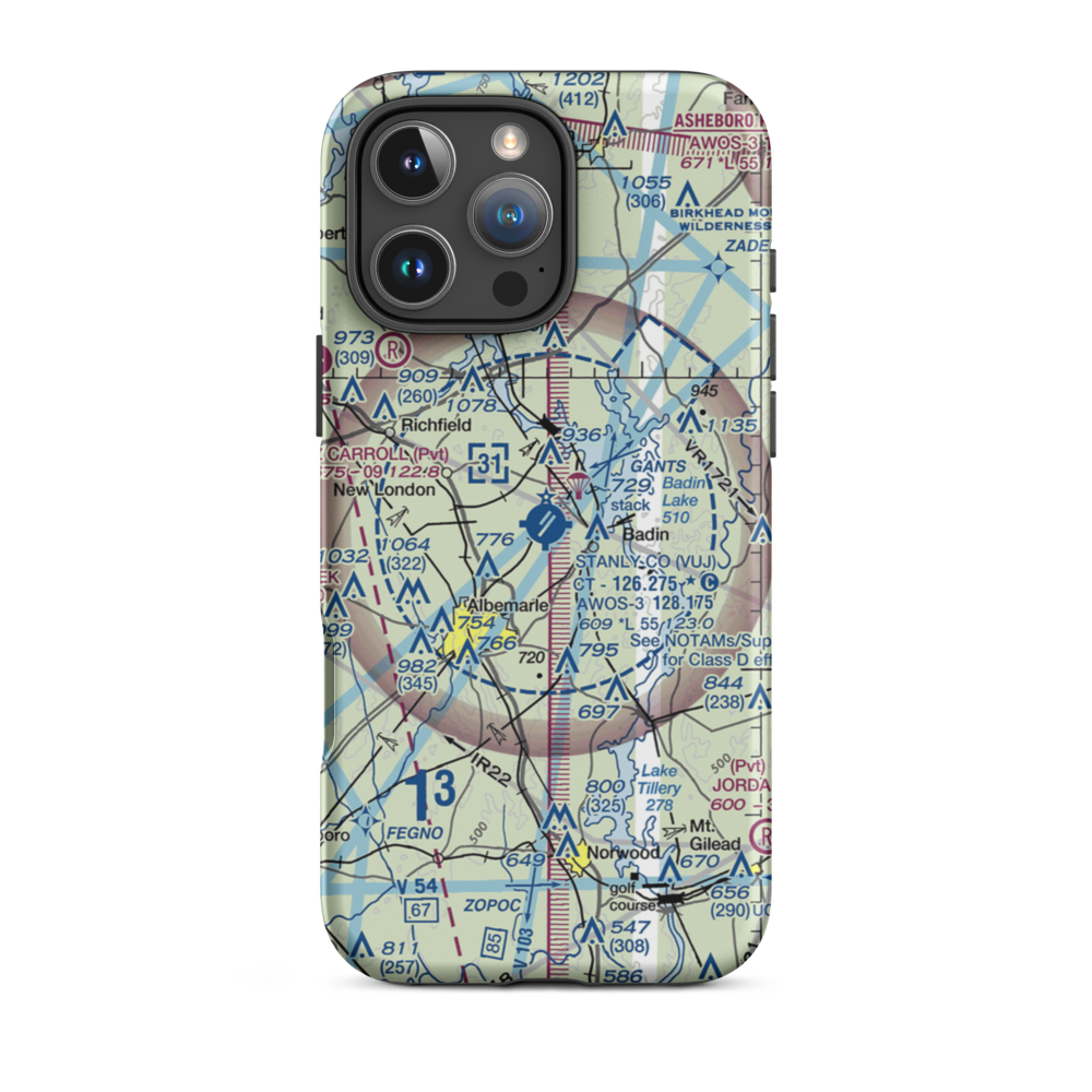 Stanly County Airport (VUJ) VFR Sectional  Tough iPhone Case iPhone 16 Pro Max model shown