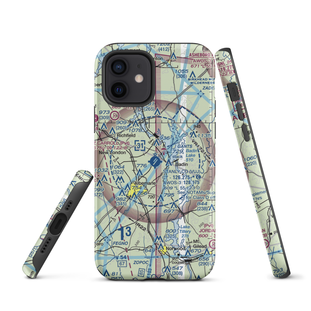 Stanly County Airport (VUJ) VFR Sectional  Tough iPhone Case iPhone 12 model shown