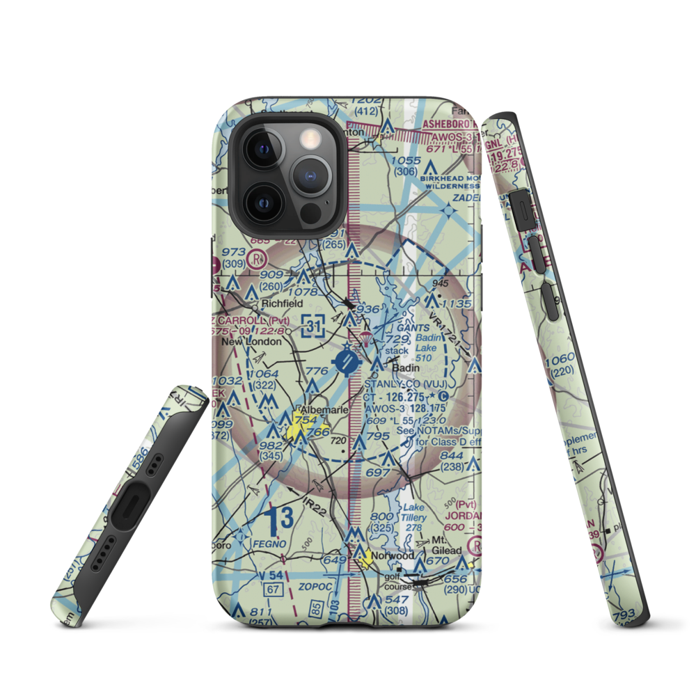 Stanly County Airport (VUJ) VFR Sectional  Tough iPhone Case iPhone 12 Pro model shown