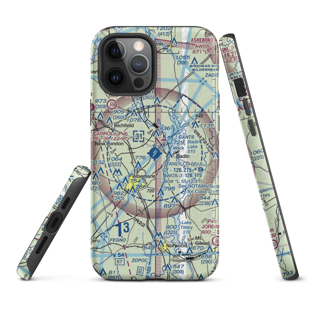 Stanly County Airport (VUJ) VFR Sectional  Tough iPhone Case iPhone 12 Pro Max model shown