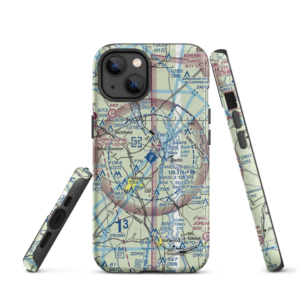 Stanly County Airport (VUJ) VFR Sectional  Tough iPhone Case iPhone 13 model shown
