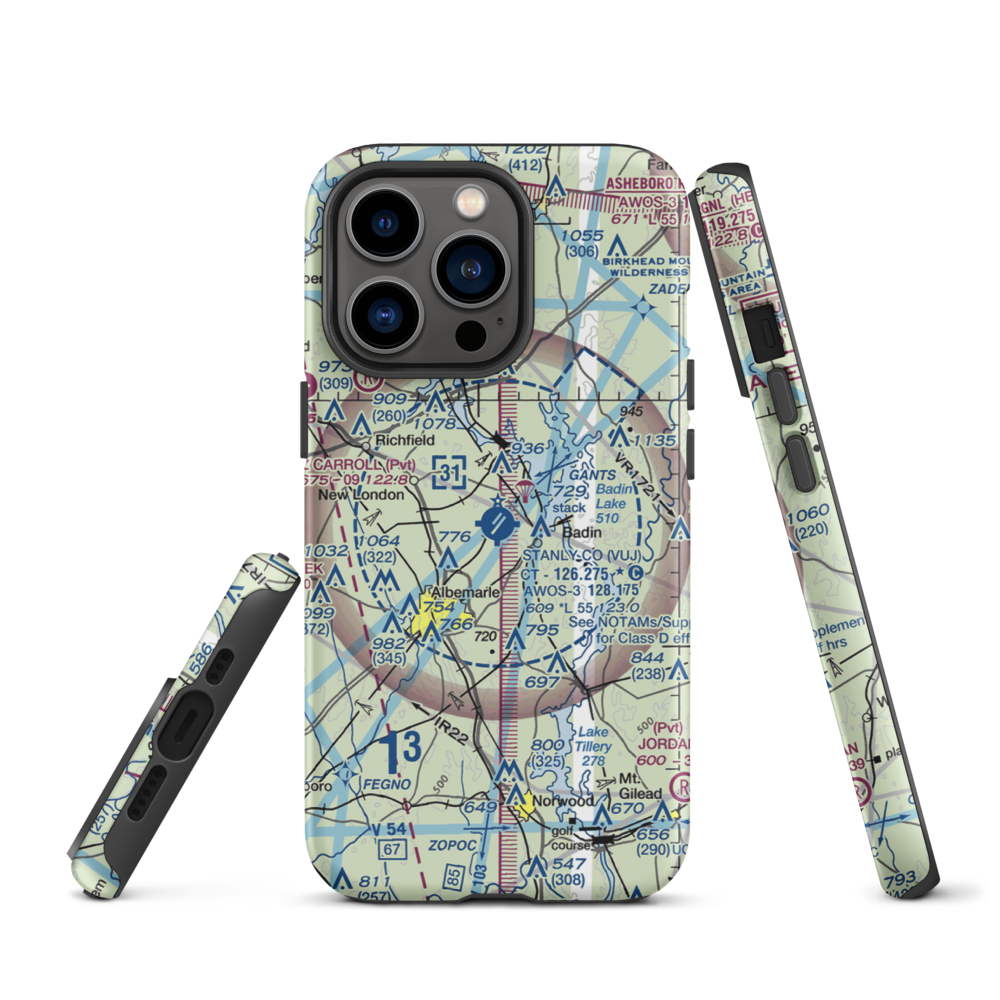 Stanly County Airport (VUJ) VFR Sectional  Tough iPhone Case iPhone 13 Pro model shown