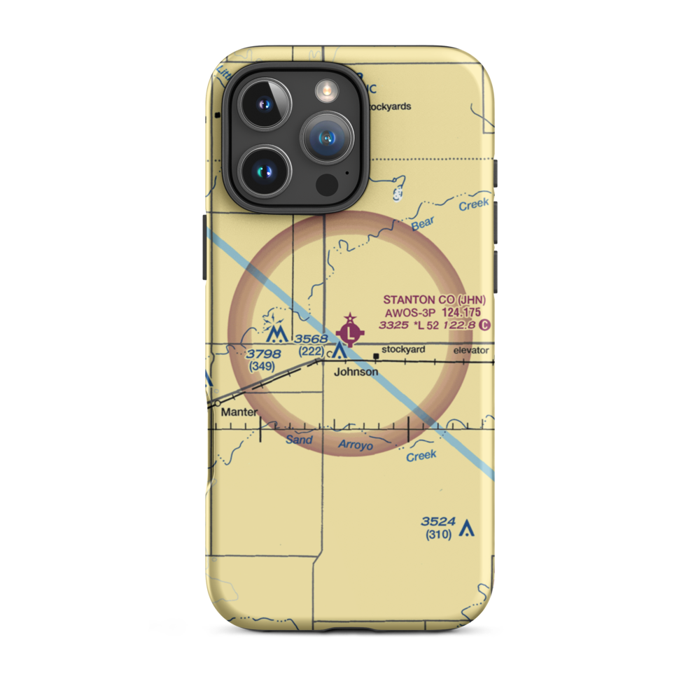Stanton County Municipal Airport (JHN) VFR Sectional  Tough iPhone Case iPhone 16 Pro Max model shown