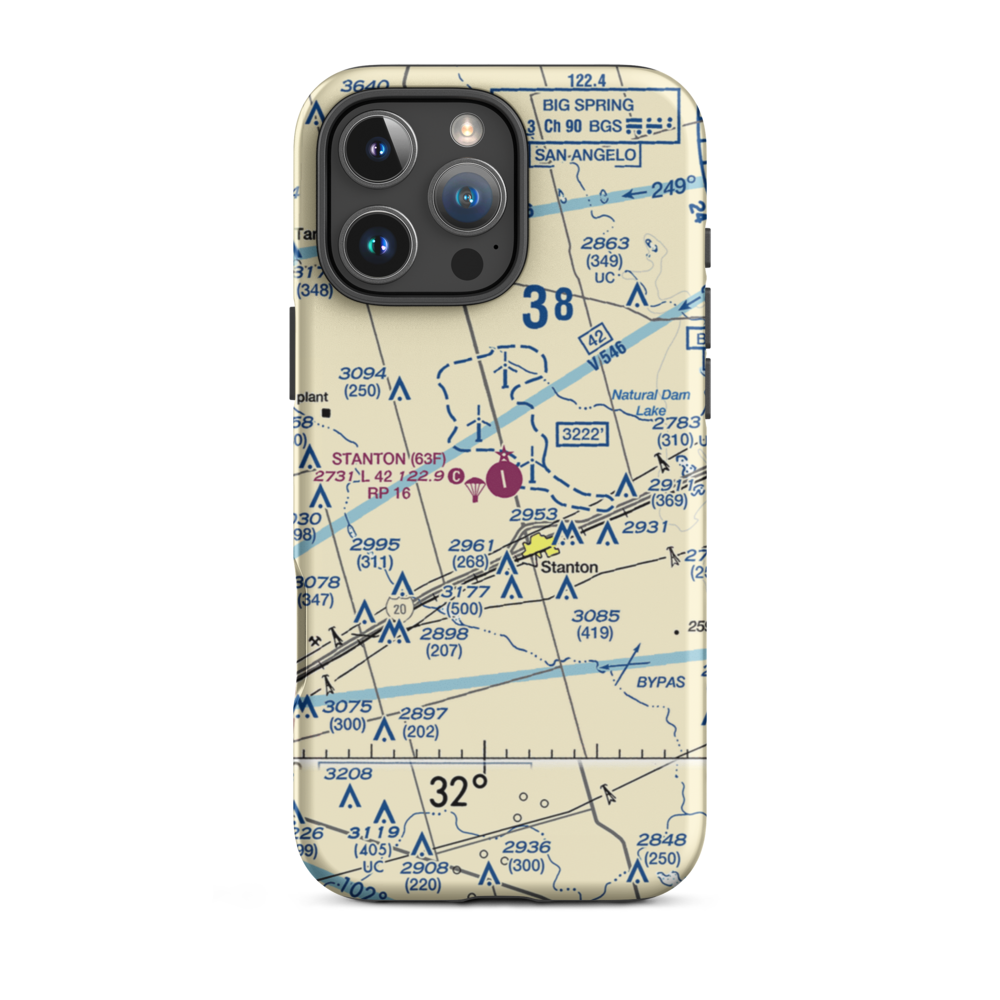 Stanton Municipal Airport (63F) VFR Sectional  Tough iPhone Case iPhone 16 Pro Max model shown
