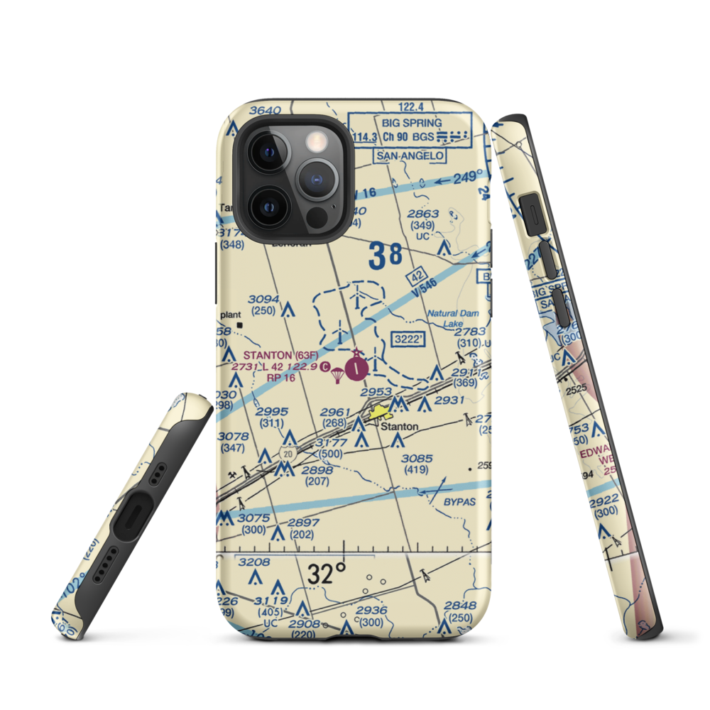Stanton Municipal Airport (63F) VFR Sectional  Tough iPhone Case iPhone 12 Pro model shown