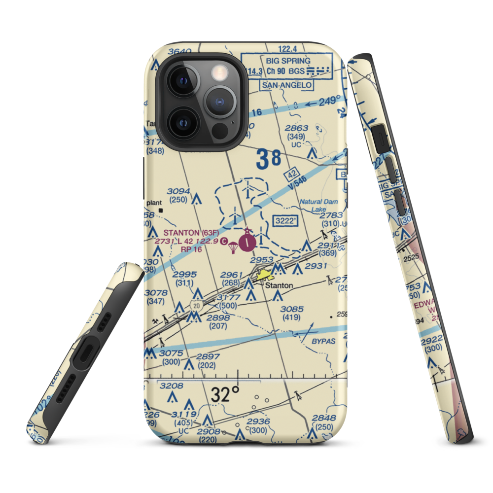 Stanton Municipal Airport (63F) VFR Sectional  Tough iPhone Case iPhone 12 Pro Max model shown