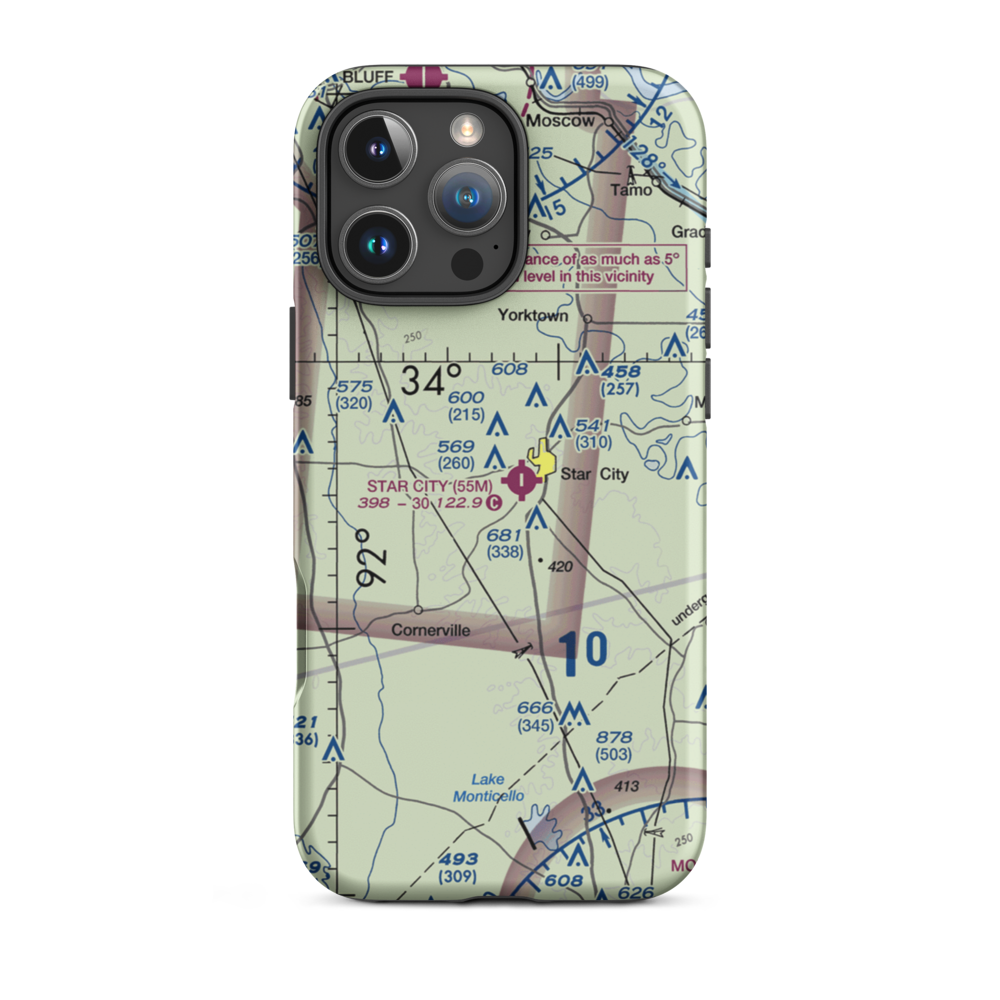 Star City Municipal Airport (55M) VFR Sectional  Tough iPhone Case iPhone 16 Pro Max model shown