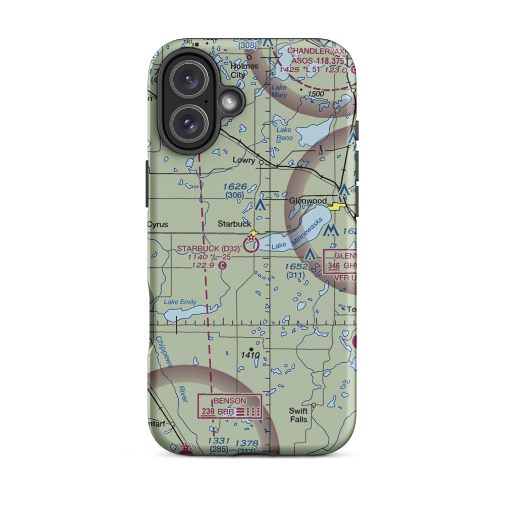 Starbuck Municipal Airport (D32) VFR Sectional  Tough iPhone Case iPhone 16 Plus model shown