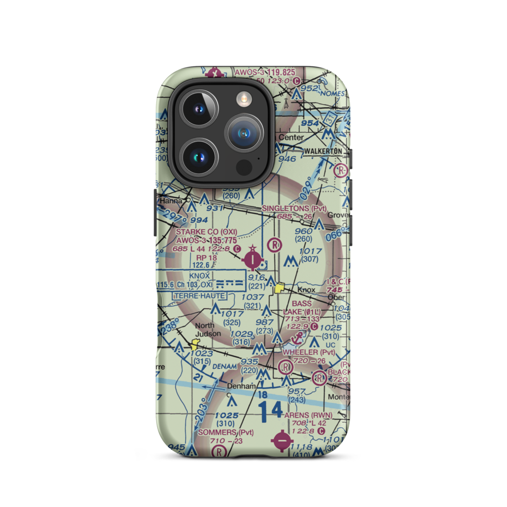 Starke County Airport (OXI) VFR Sectional  Tough iPhone Case iPhone 16 Pro model shown