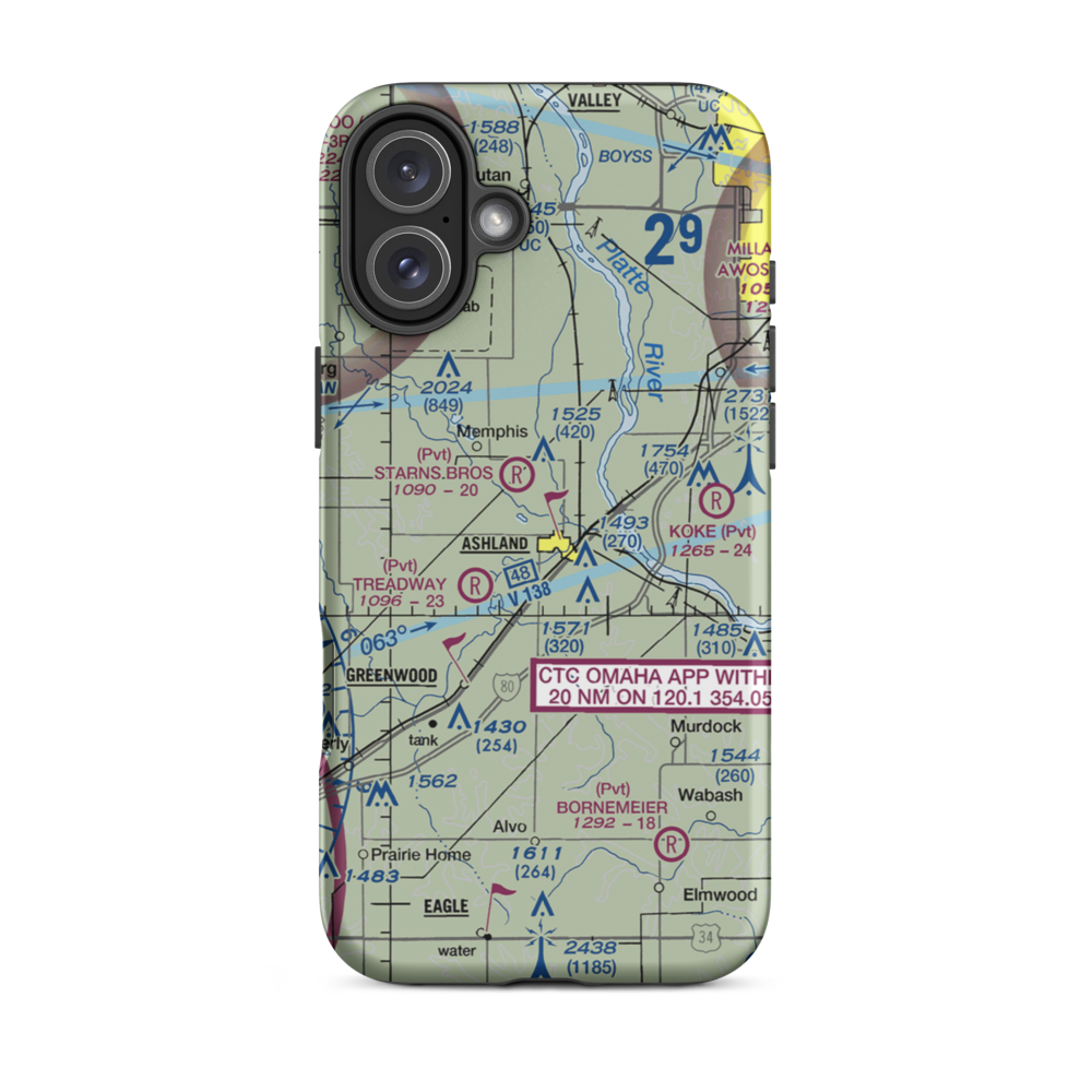 Starns Auxiliary Airport (NE15) VFR Sectional  Tough iPhone Case iPhone 16 Plus model shown