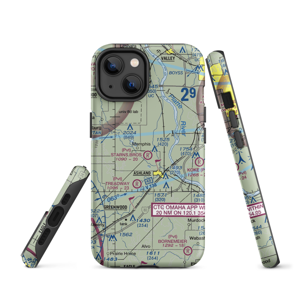 Starns Brothers Airport (53NE) VFR Sectional  Tough iPhone Case iPhone 14 model shown
