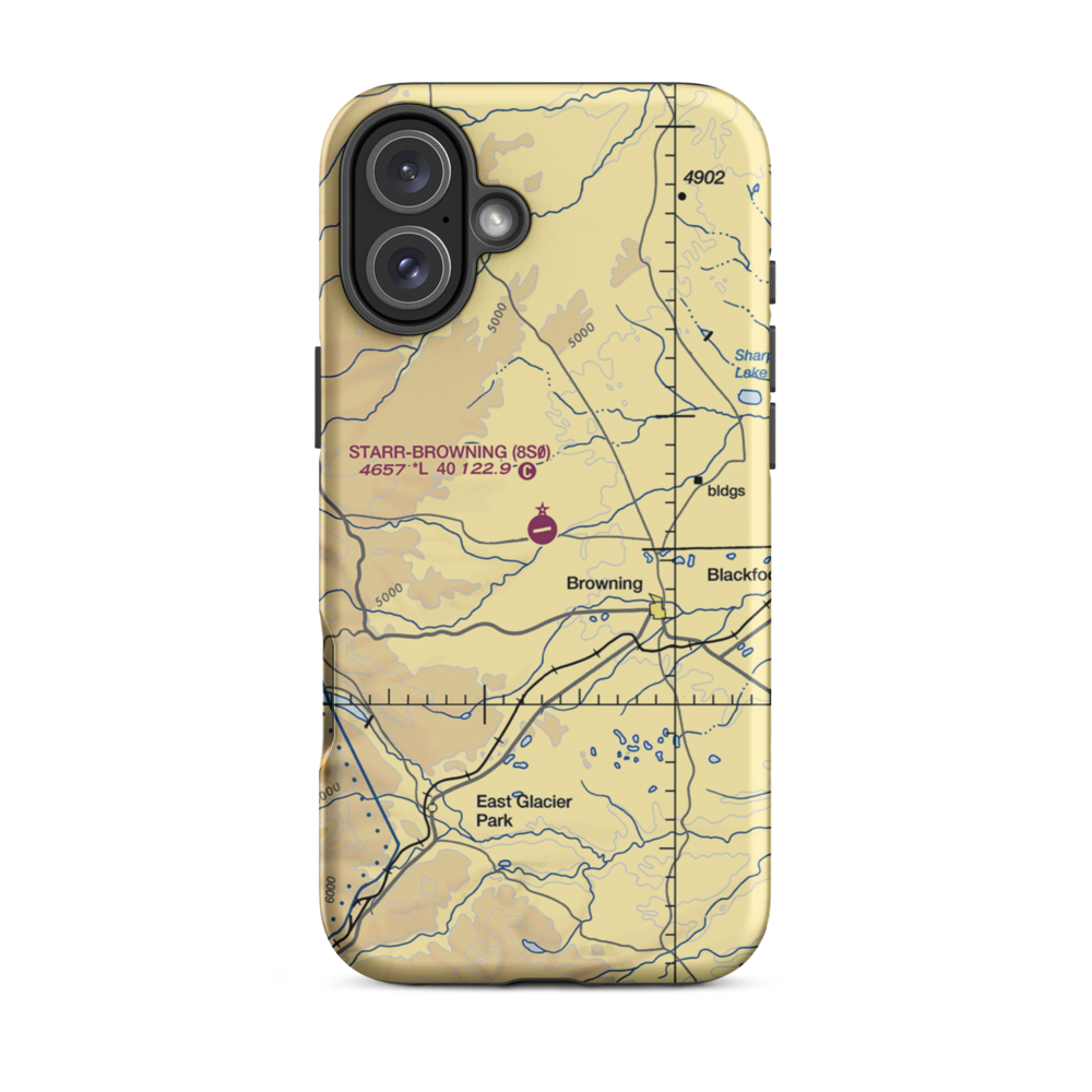 Starr Browning Airstrip (8S0) VFR Sectional  Tough iPhone Case iPhone 16 Plus model shown
