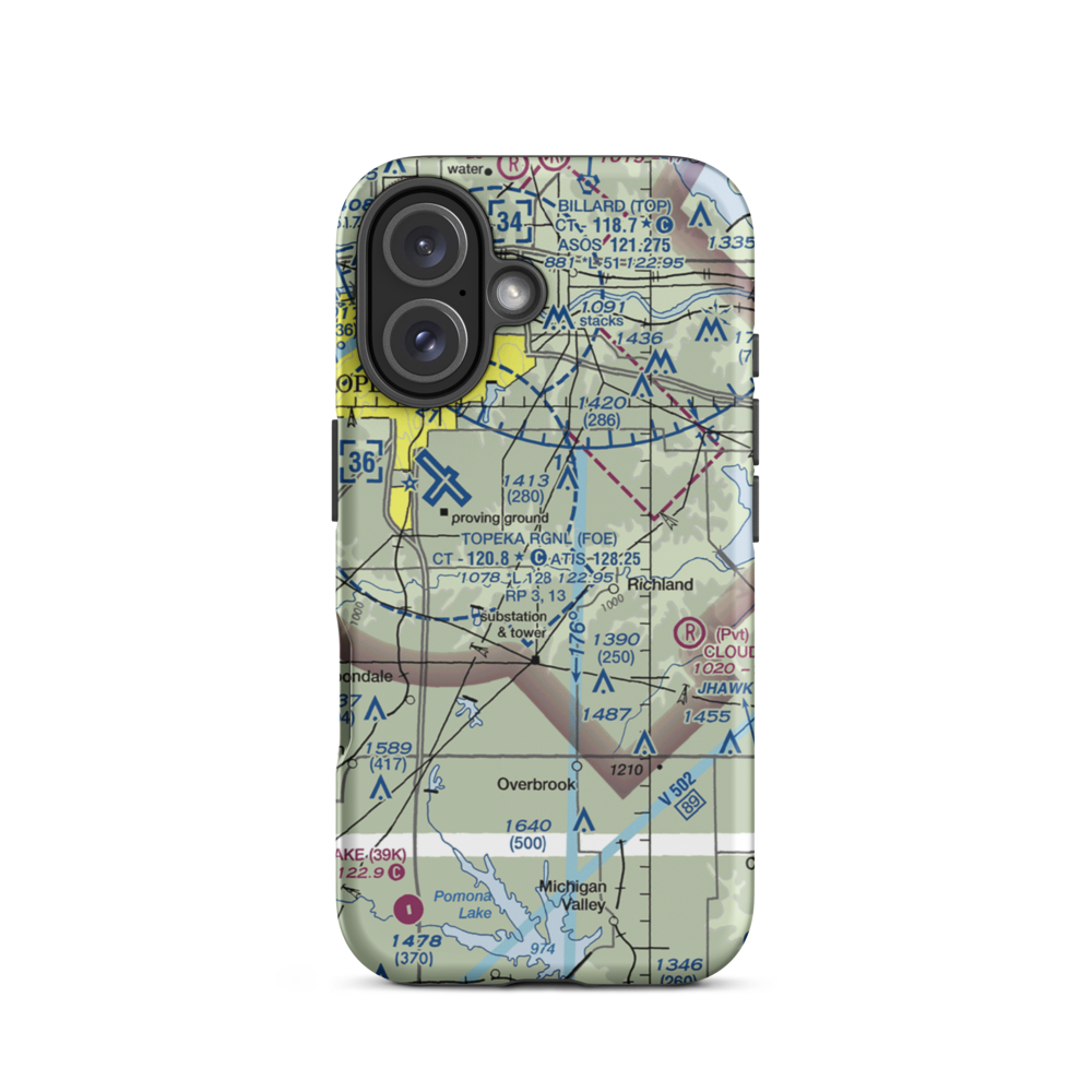 Starshire Farm Airport (2KS9) VFR Sectional  Tough iPhone Case iPhone 16 model shown