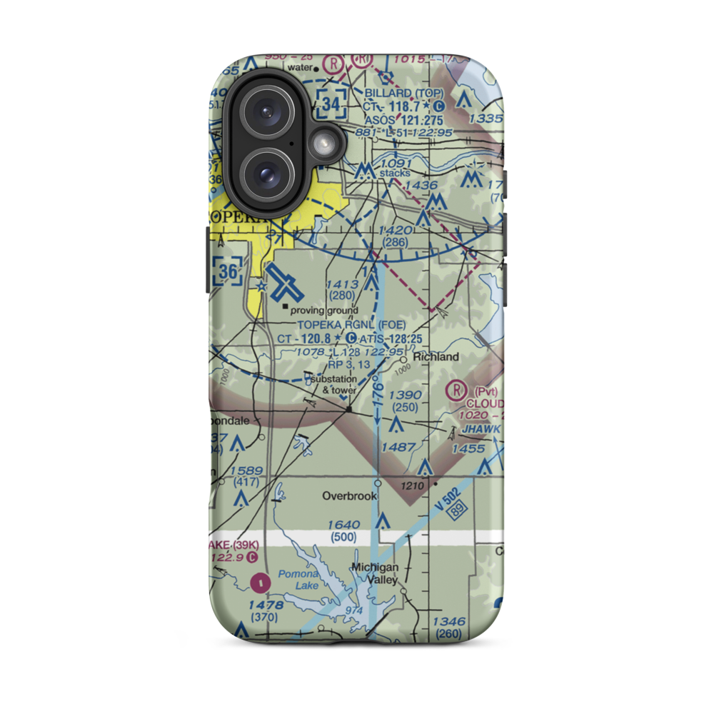 Starshire Farm Airport (2KS9) VFR Sectional  Tough iPhone Case iPhone 16 Plus model shown