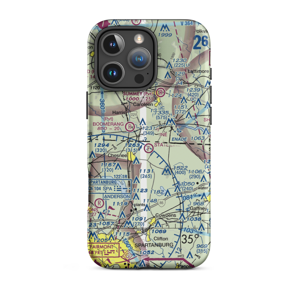 State Line Ultraport/Flightpark Ultralightport (SC10) VFR Sectional  Tough iPhone Case iPhone 16 Pro Max model shown