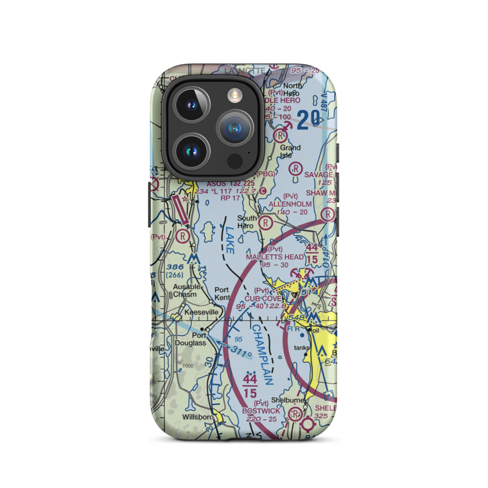 Stave Island Seaplane Base (VT58) VFR Sectional  Tough iPhone Case iPhone 16 Pro model shown