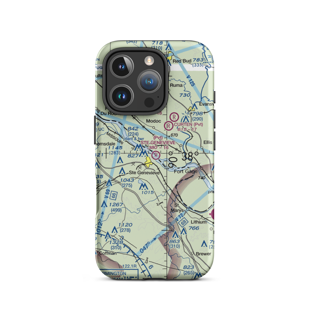 Ste Genevieve Flying Club Airport (6MO2) VFR Sectional  Tough iPhone Case iPhone 16 Pro model shown