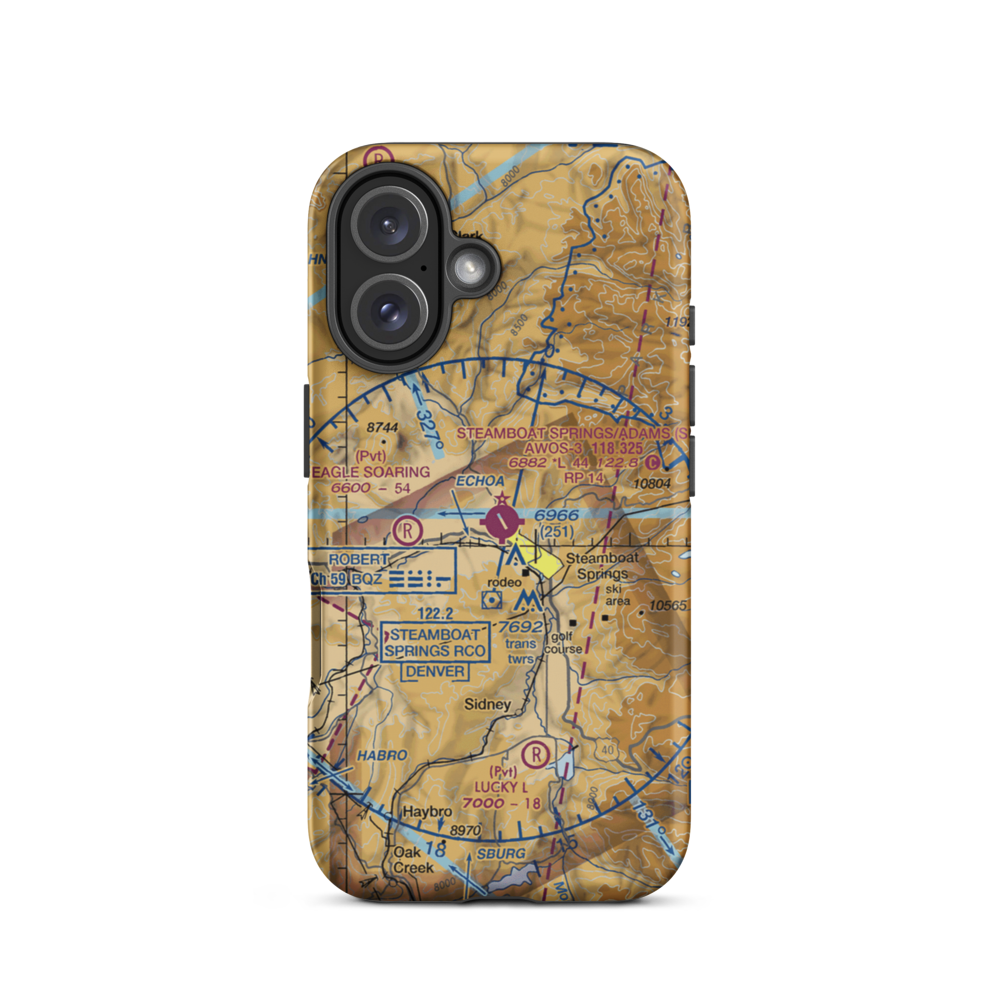 Steamboat Springs Bob Adams Field (SBS) VFR Sectional  Tough iPhone Case iPhone 16 model shown