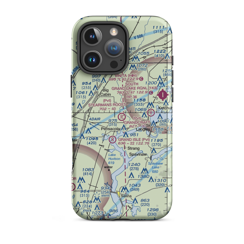 Stearmans Roost Airport (5OK3) VFR Sectional  Tough iPhone Case iPhone 16 Pro Max model shown