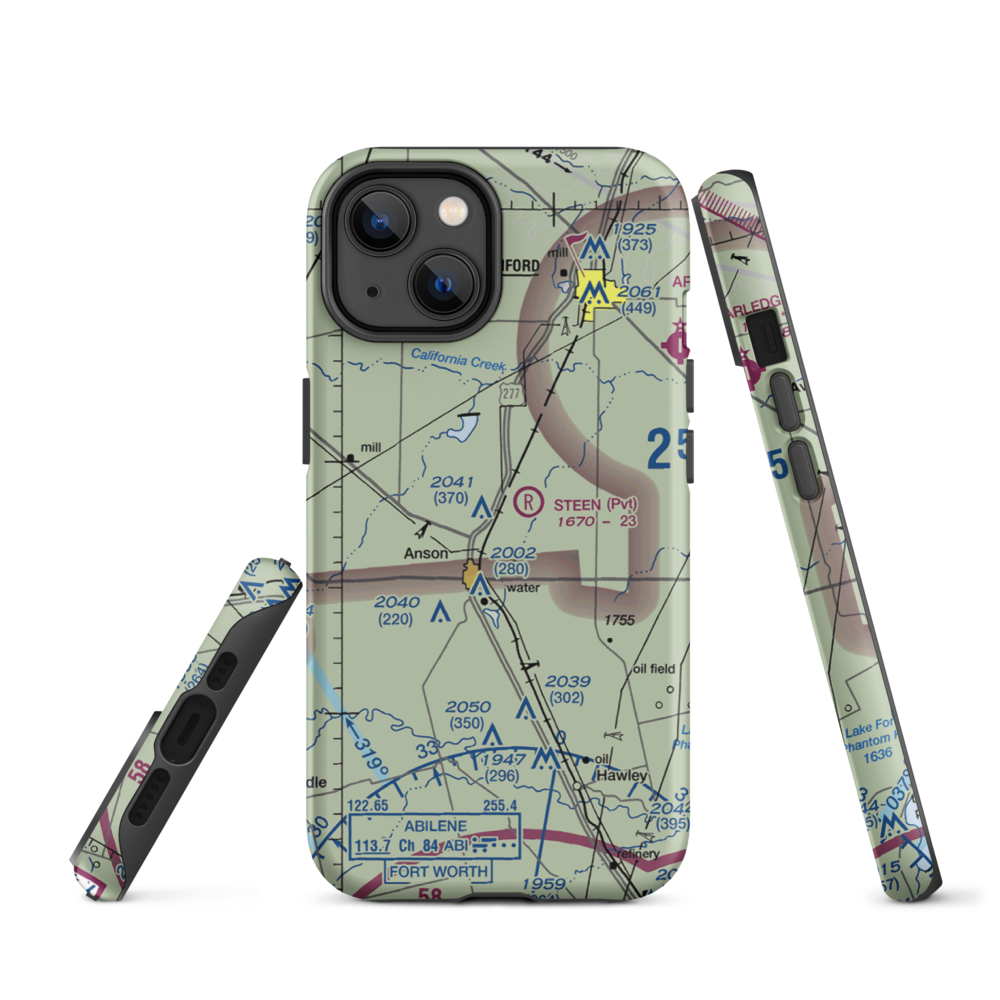 Steen Airport (TX20) VFR Sectional  Tough iPhone Case iPhone 14 model shown