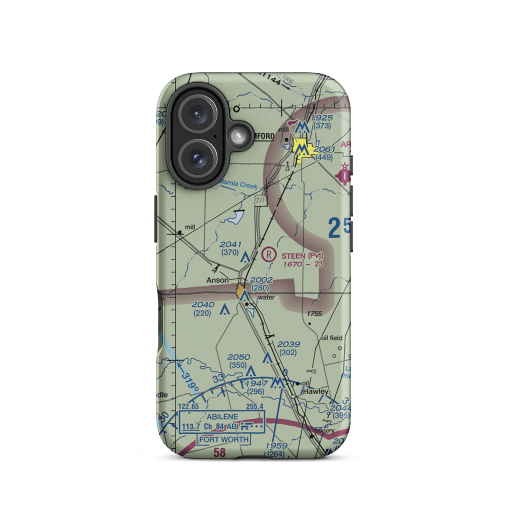 Steen Airport (TX20) VFR Sectional  Tough iPhone Case iPhone 16 model shown