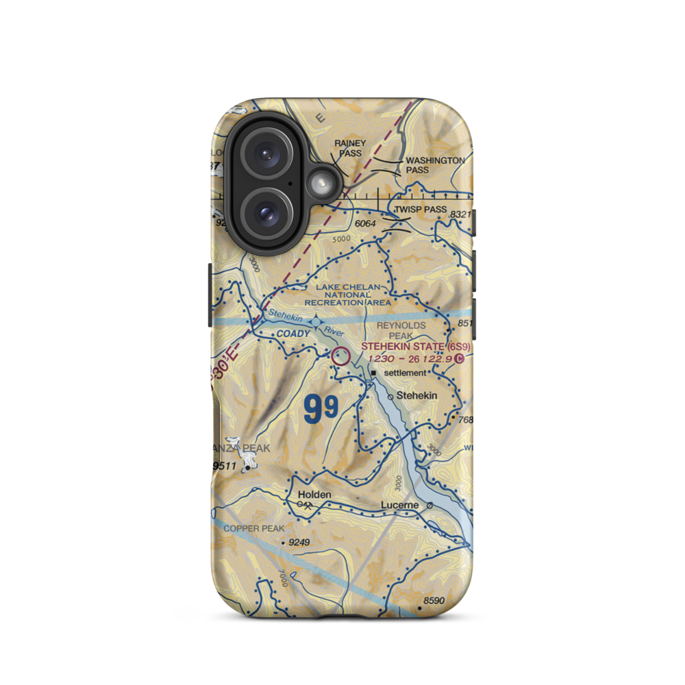 Stehekin State Airport (6S9) VFR Sectional  Tough iPhone Case iPhone 16 model shown