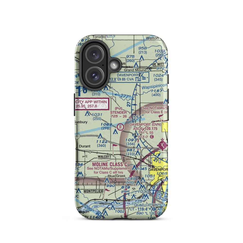 Stender Airport (01IA) VFR Sectional  Tough iPhone Case iPhone 16 model shown