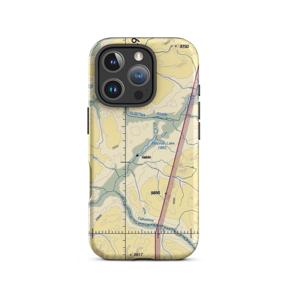 Stephan Lake Lodge Airport (AK61) VFR Sectional  Tough iPhone Case iPhone 16 Pro model shown