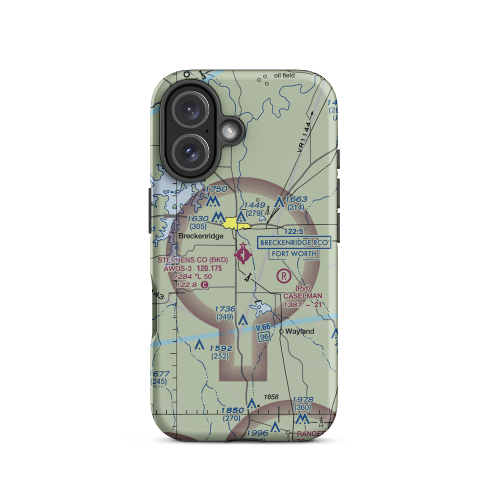 Stephens County Airport (BKD) VFR Sectional  Tough iPhone Case iPhone 16 model shown