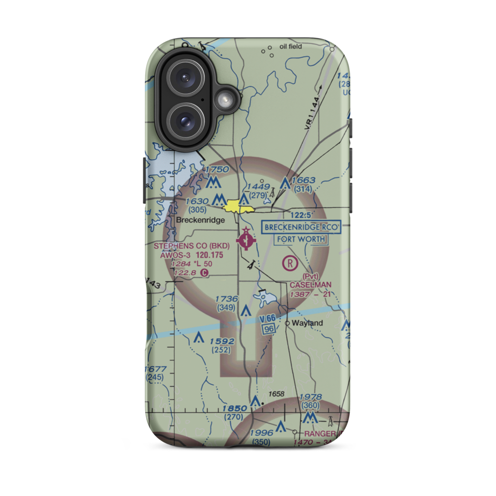 Stephens County Airport (BKD) VFR Sectional  Tough iPhone Case iPhone 16 Plus model shown