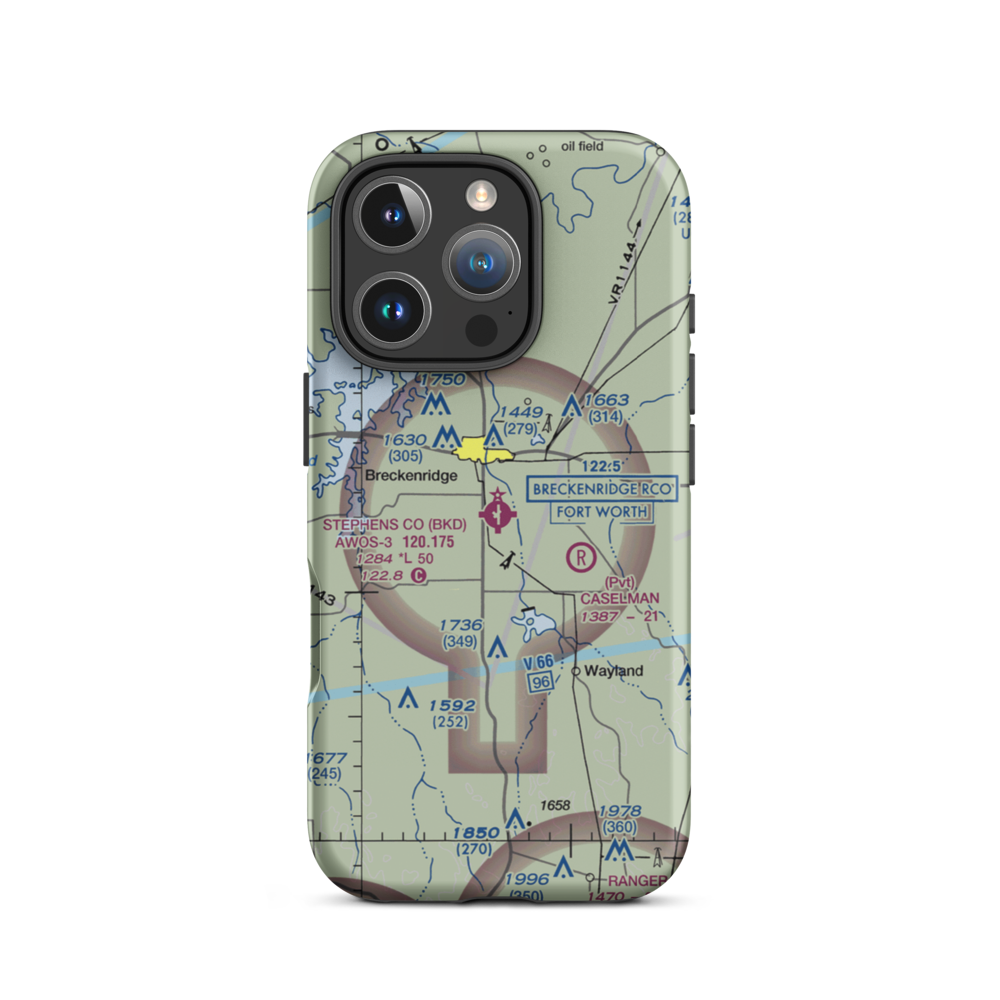 Stephens County Airport (BKD) VFR Sectional  Tough iPhone Case iPhone 16 Pro model shown