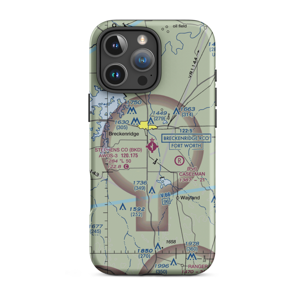 Stephens County Airport (BKD) VFR Sectional  Tough iPhone Case iPhone 16 Pro Max model shown