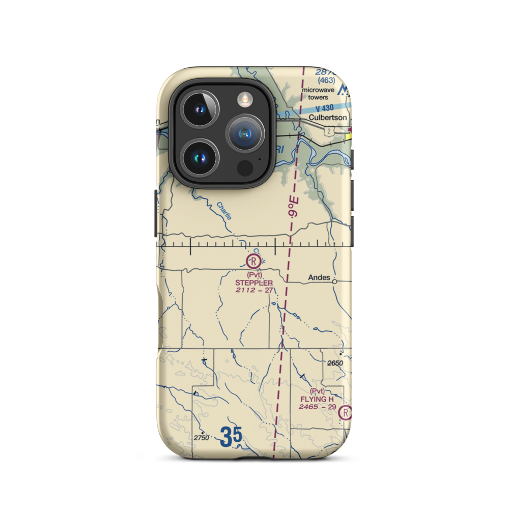Steppler Field (02MT) VFR Sectional  Tough iPhone Case iPhone 16 Pro model shown