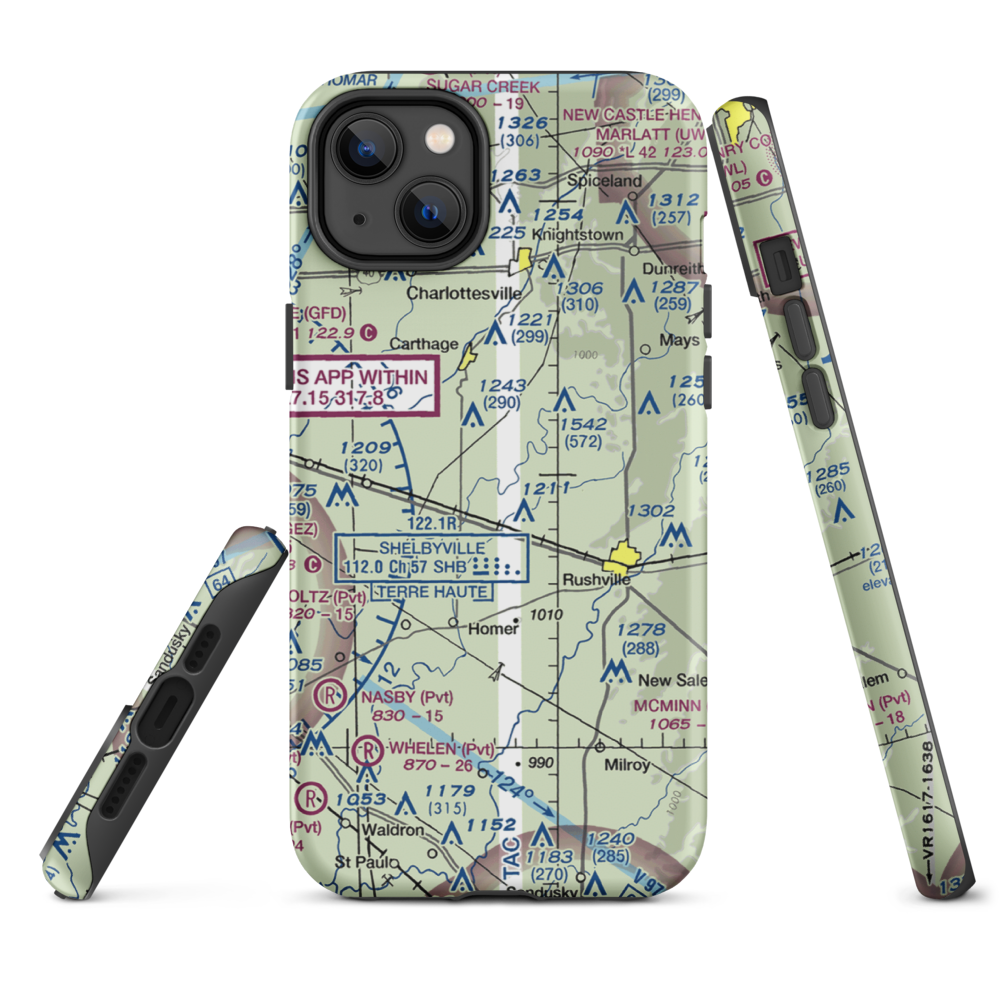 Stevens Farms Airport (IN05) VFR Sectional  Tough iPhone Case iPhone 14 Plus model shown
