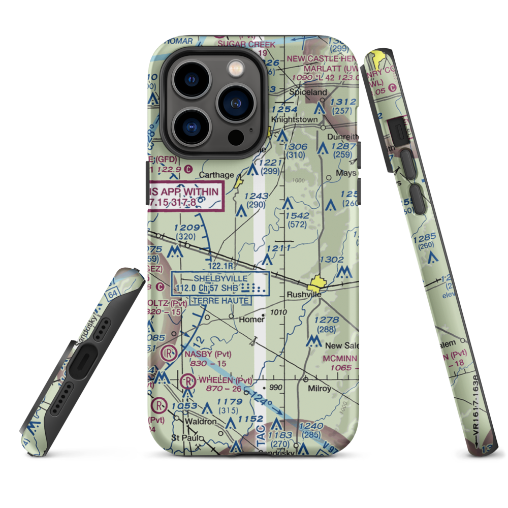 Stevens Farms Airport (IN05) VFR Sectional  Tough iPhone Case iPhone 14 Pro Max model shown