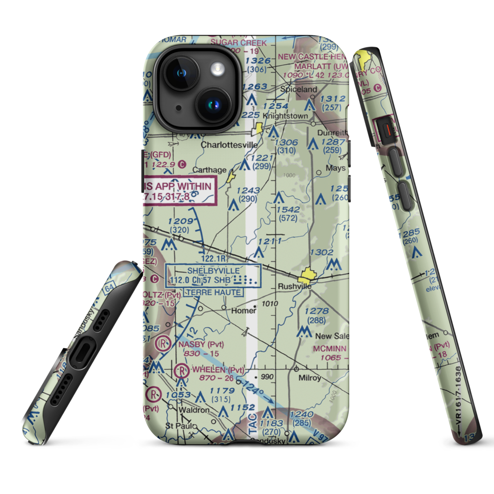 Stevens Farms Airport (IN05) VFR Sectional  Tough iPhone Case iPhone 15 Plus model shown