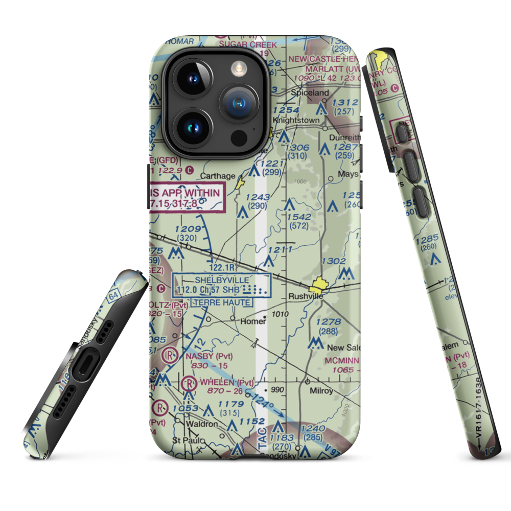 Stevens Farms Airport (IN05) VFR Sectional  Tough iPhone Case iPhone 15 Pro Max model shown