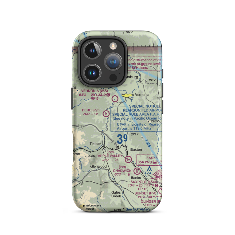 Stevens Mountain Airport (10OR) VFR Sectional  Tough iPhone Case iPhone 16 Pro model shown
