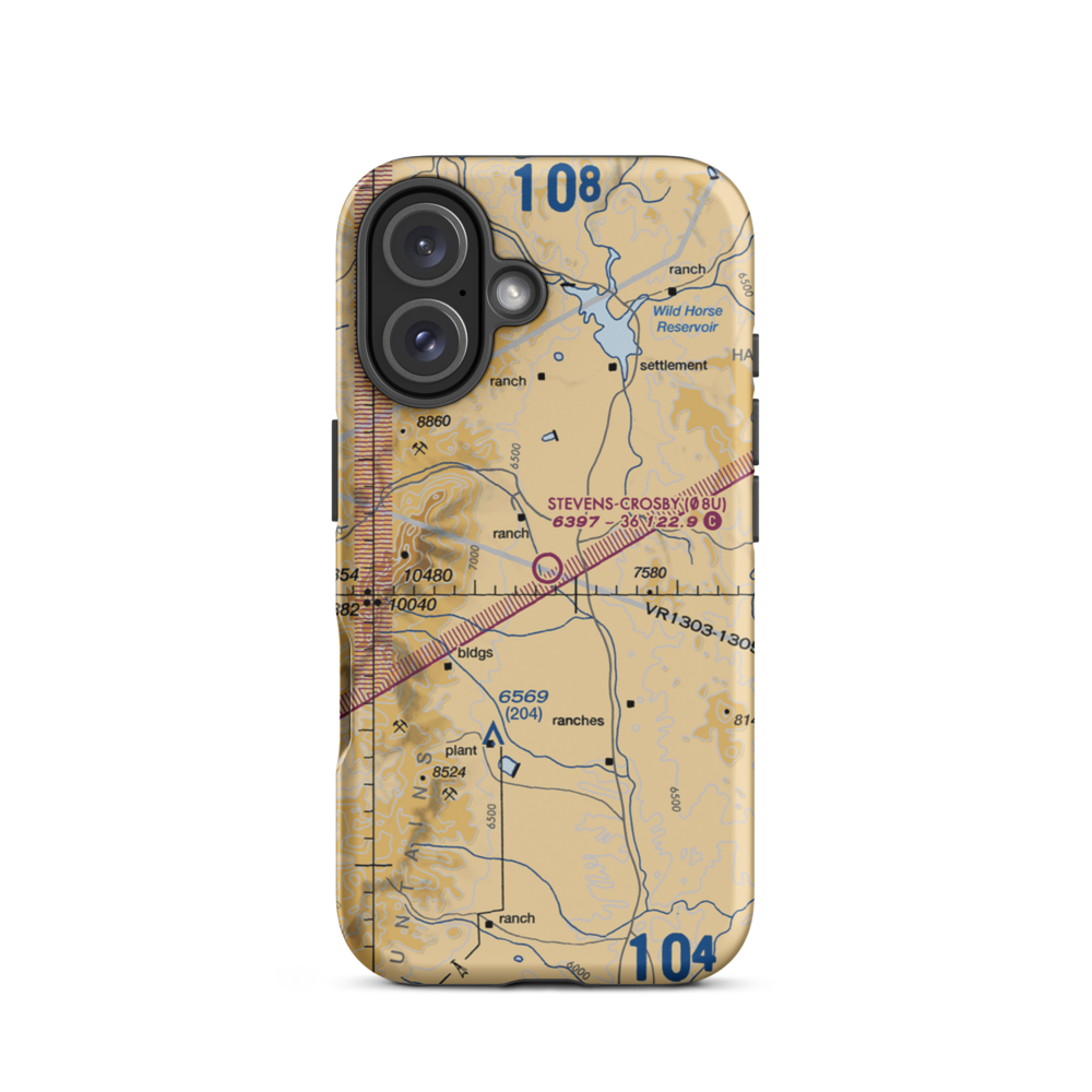 Stevens-Crosby Airport (08U) VFR Sectional  Tough iPhone Case iPhone 16 model shown
