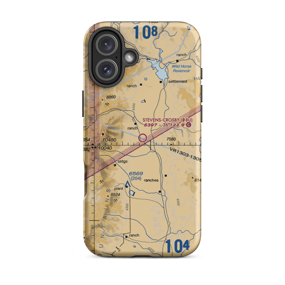 Stevens-Crosby Airport (08U) VFR Sectional  Tough iPhone Case iPhone 16 Plus model shown